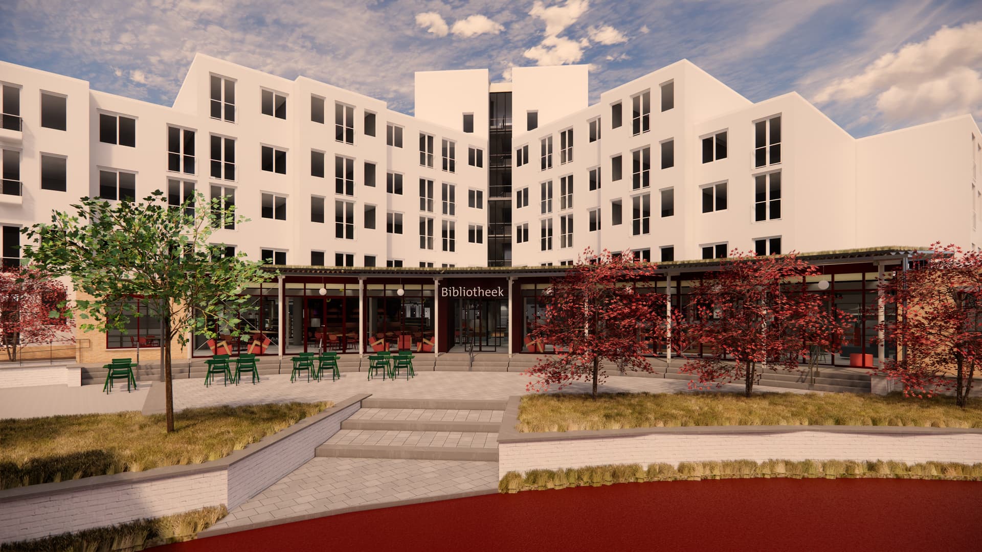Voorkant nieuwe gebouw bibliotheek Leidschendam