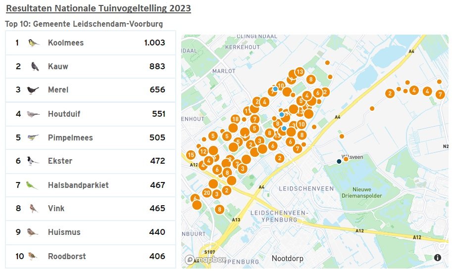 Resultaten van de Tuinvogeltelling 2023 in gemeente Leidschendam-Voorburg