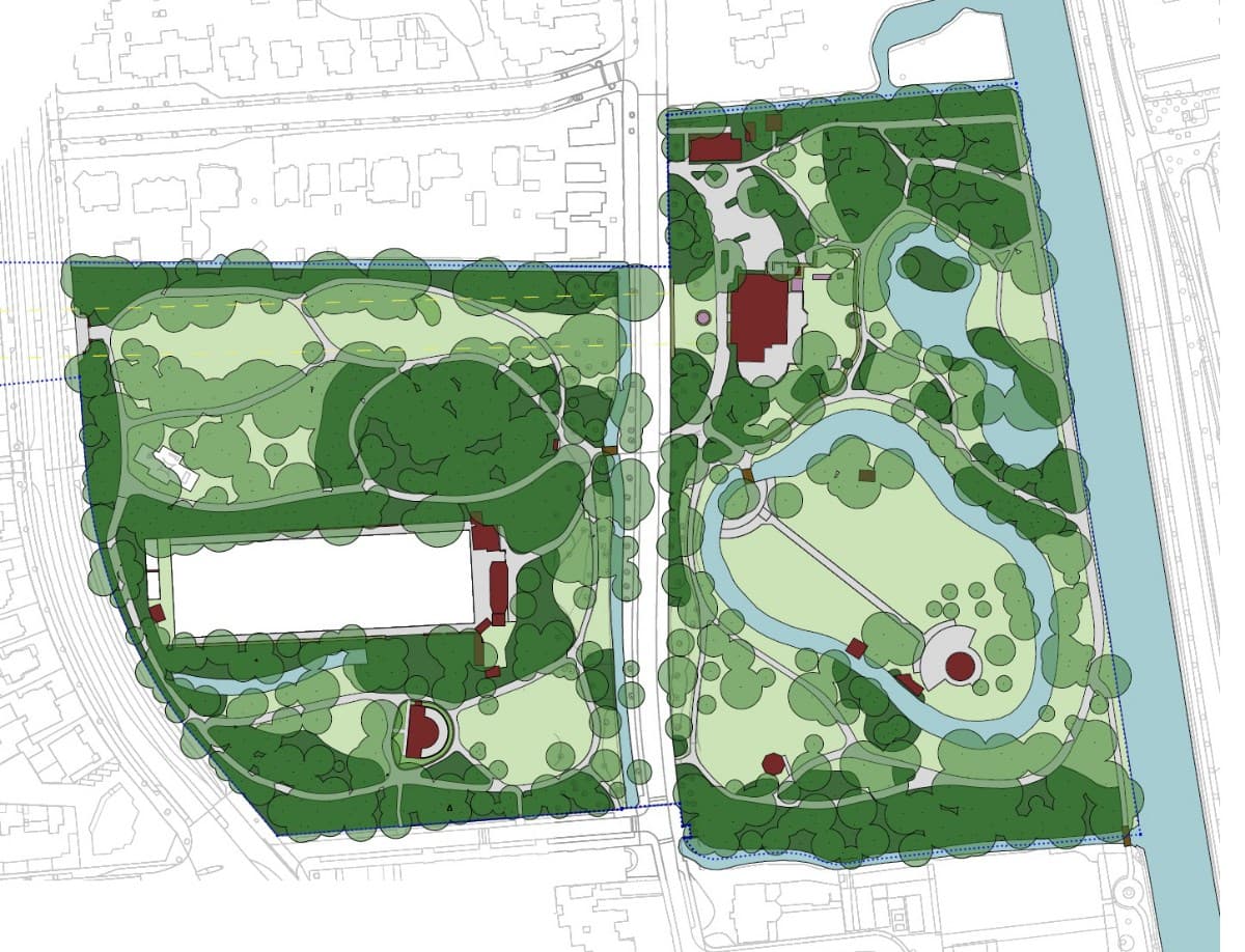 Plattegrond park huidige situatie