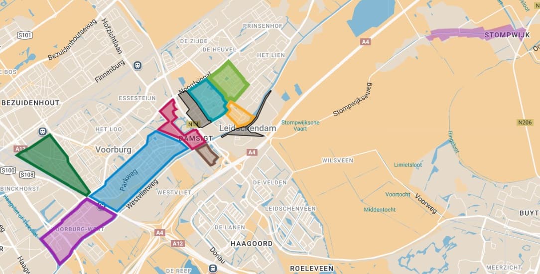 Kaart met wijken en buurten die in 2040-2050 starten met aardgasvrij worden