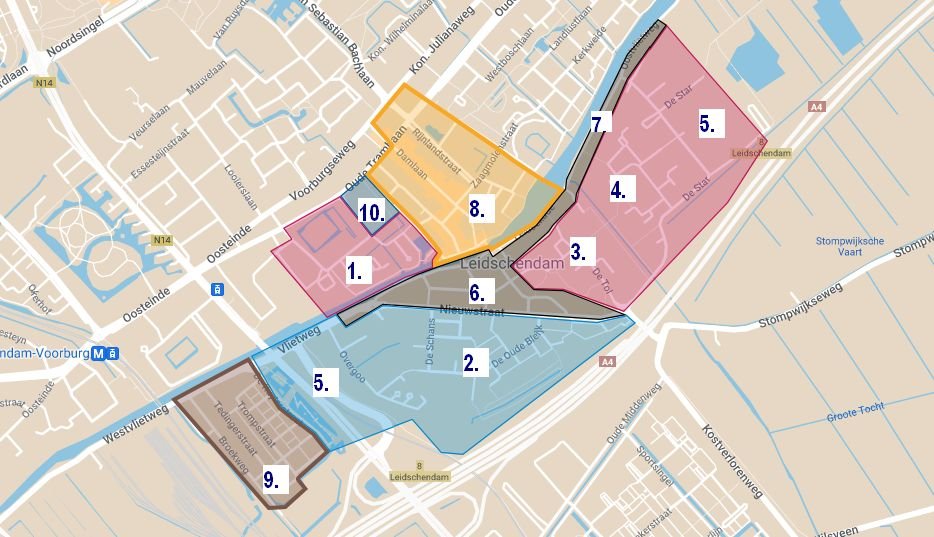Kaart Leidschendam-Zuid en en Klein Plaspoelpolder